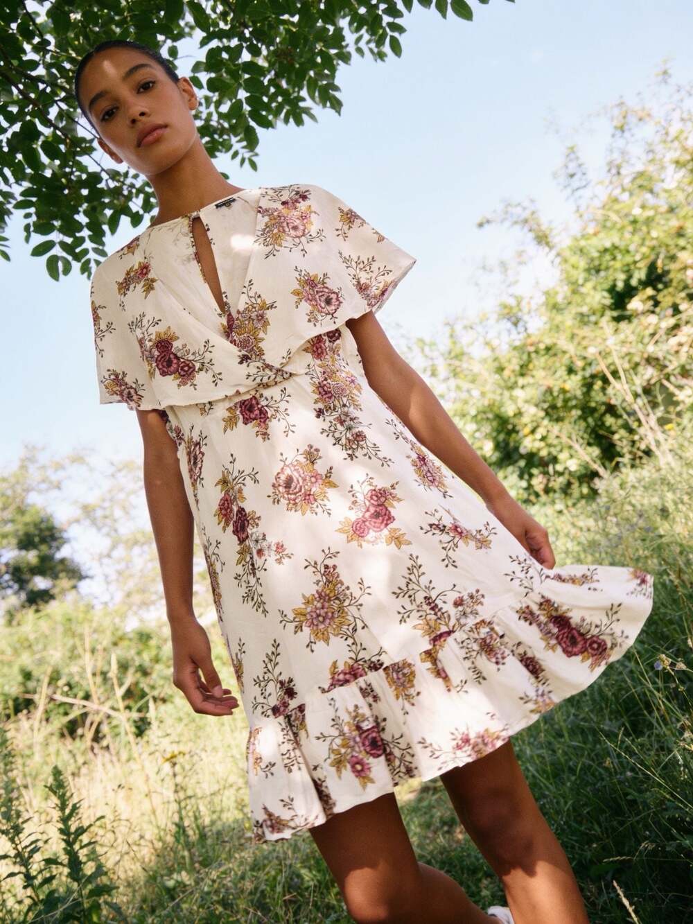 Torrid Floral Print Challis Caplet Skater Dress